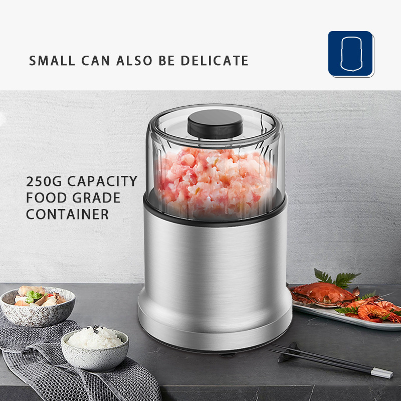 800W Stainless Steel Body Electric Food Processor Chopper with chopper blades