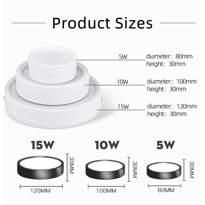 5W 10W 15W Ip44 Down Ceiling Lighting Surface Mounted Led Light Hotel Lights Mounted Ceiling Light/Led Down Light/Led Downlight