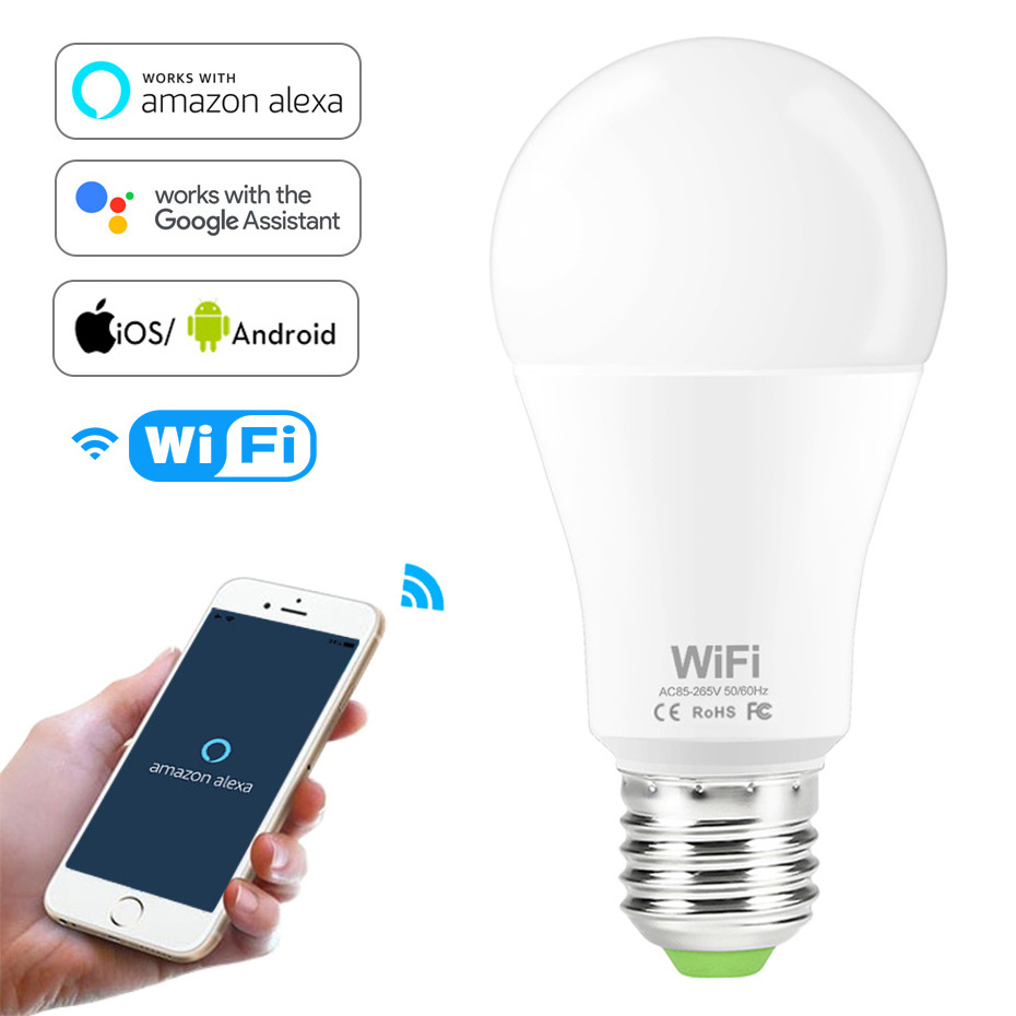 9W E27 E26 7W Lamp Remote Colourful RGB Light Dimmable Alexa Bombilla Foco Inteligente Wifi Led Smart Bulb,Smart Light,Smart Led