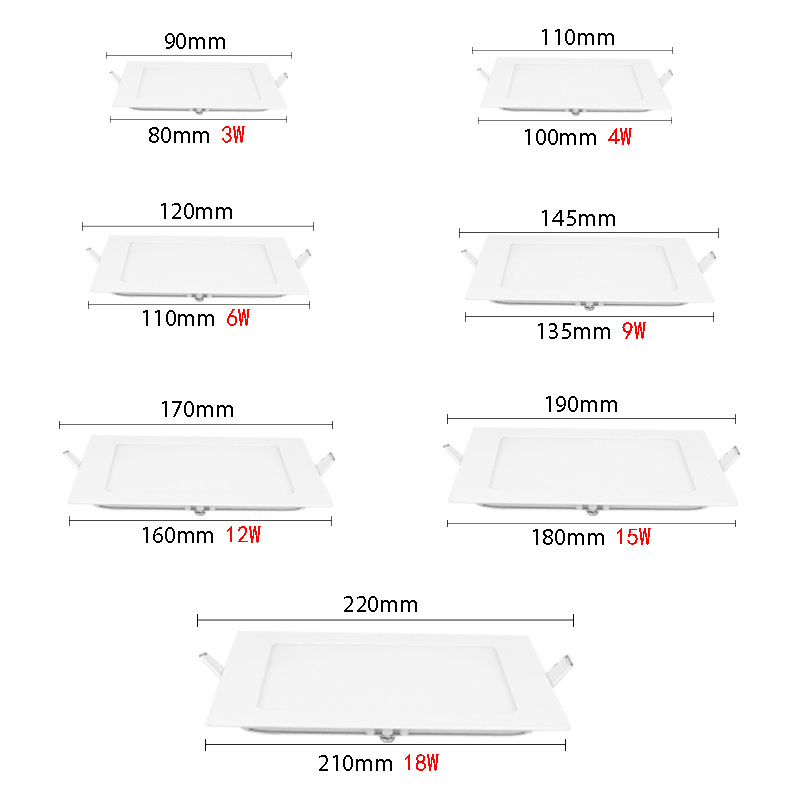 6W 9W 12W 18W 24W AC85-265V Two Colors Indoor Home Lighting Square Recessed Downlight Pot Lights Led Panel Light