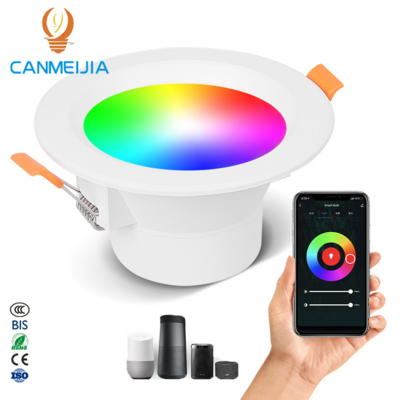 Google Home Alexa Tuya Phone Adjustable Led Rgb Downlight, Recessed Down Light, Rgb Led Ceiling Downlight