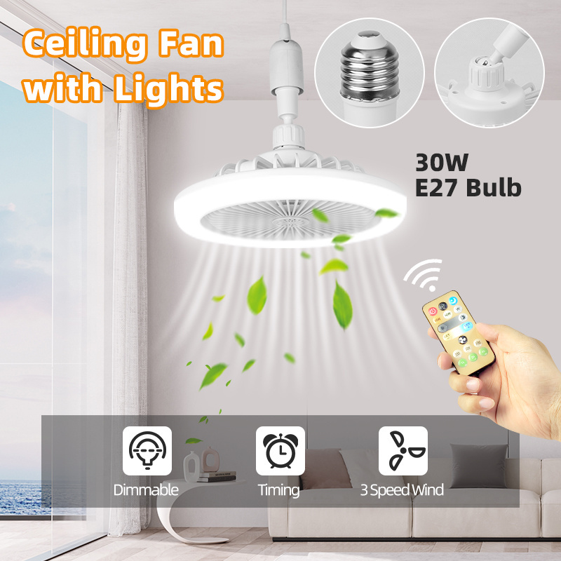 Ceiling Fans With Led Lights Remote Control  For Bedroom Dimmable Invisible Ceiling Fan With Light/Lighting Fan/Fan Light Bulb