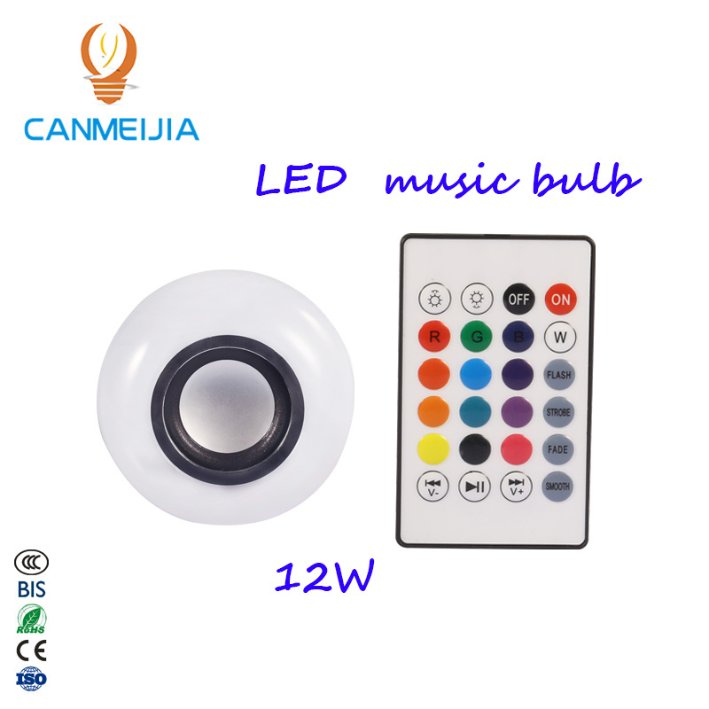 New! E27 12 watt Smart RGB Wireless Speaker music playing Bulb Dimmable LED bulb light with remote control