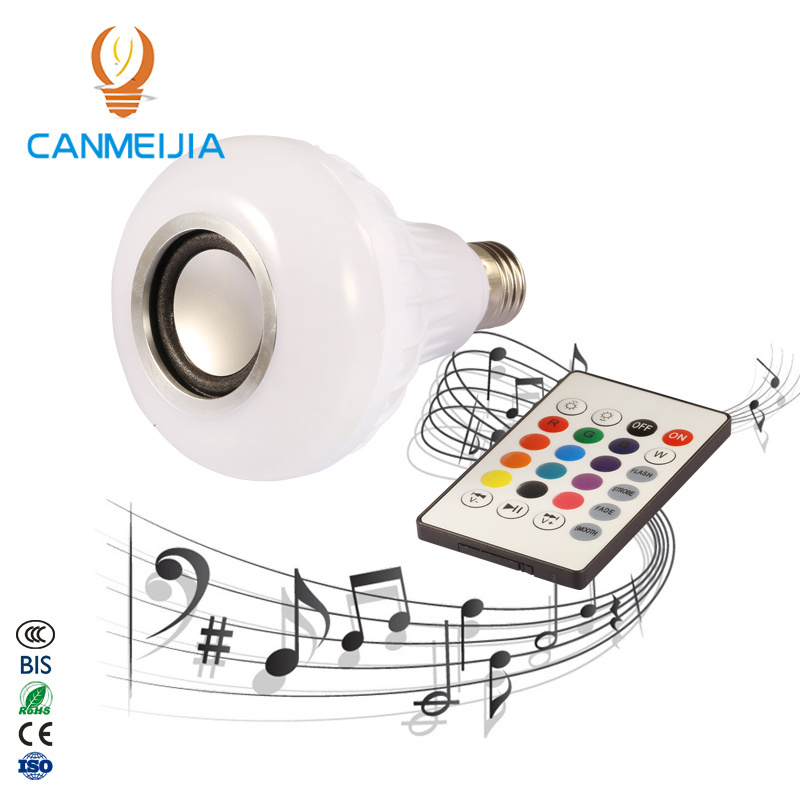 New! E27 12 watt Smart RGB Wireless Speaker music playing Bulb Dimmable LED bulb light with remote control