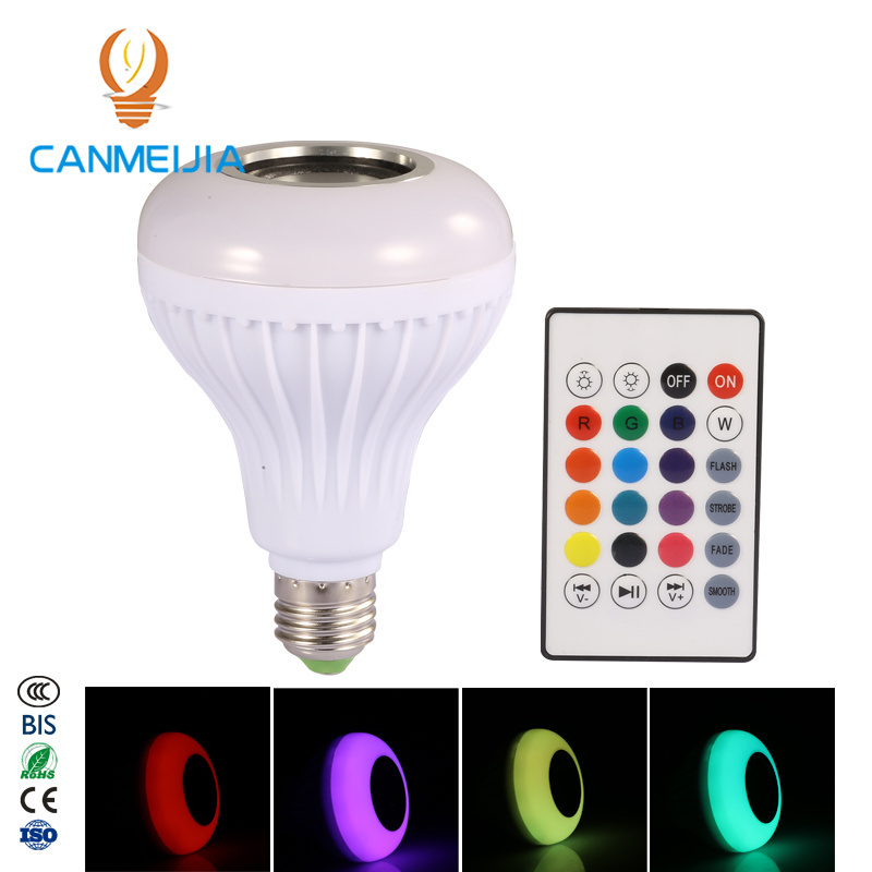 New! E27 12 watt Smart RGB Wireless Speaker music playing Bulb Dimmable LED bulb light with remote control