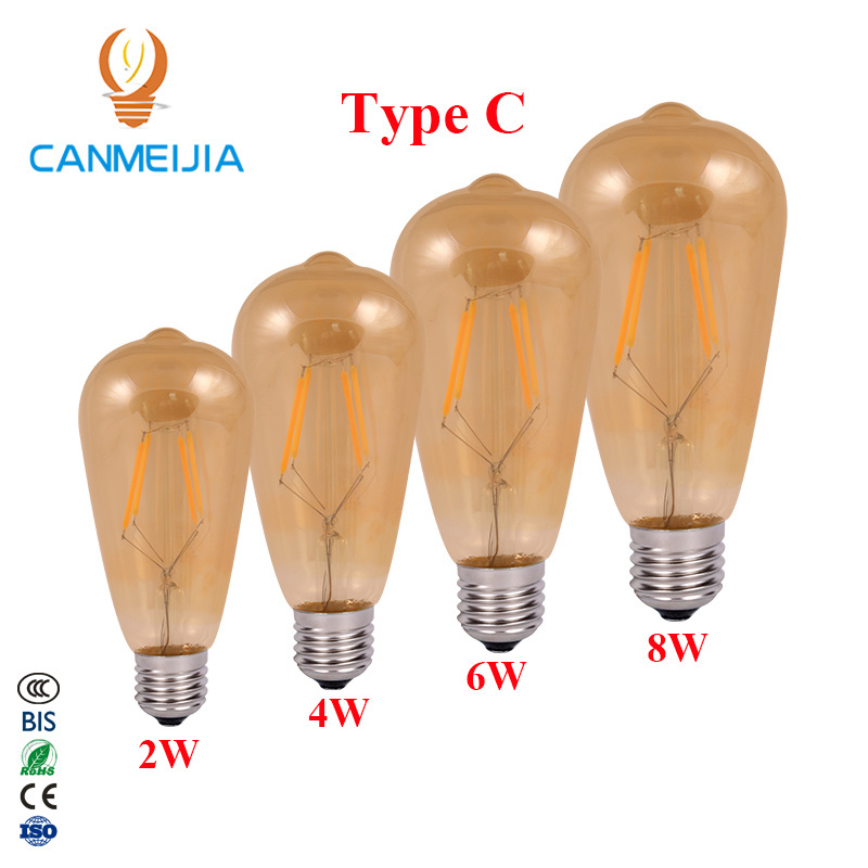 E26 E27 ST64 6W Free Sample Free Shipping Retro Led Dimmable Electric Edison Bulb Chandelier Light Bulb Vintage Filament Bulb