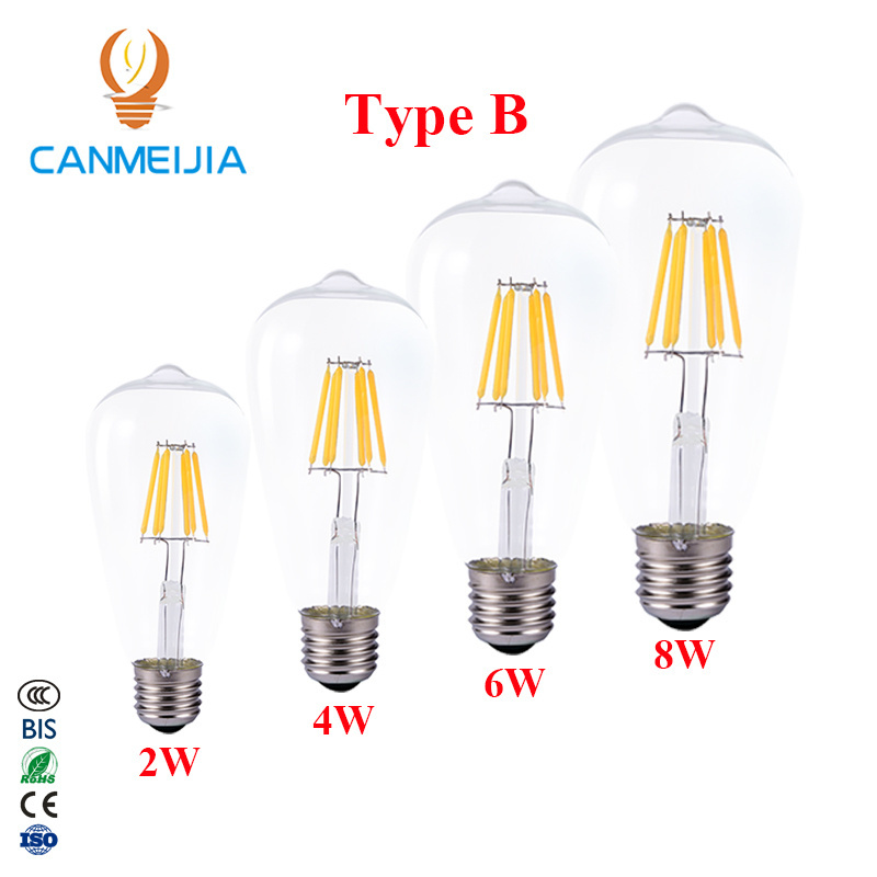 E26 E27 ST64 6W Free Sample Free Shipping Retro Led Dimmable Electric Edison Bulb Chandelier Light Bulb Vintage Filament Bulb