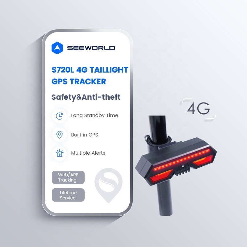 SEEWORLD LTE 4G Taillght Bicycle GPS Tracker for Bike E-scooter Ebike Real Time Tracking