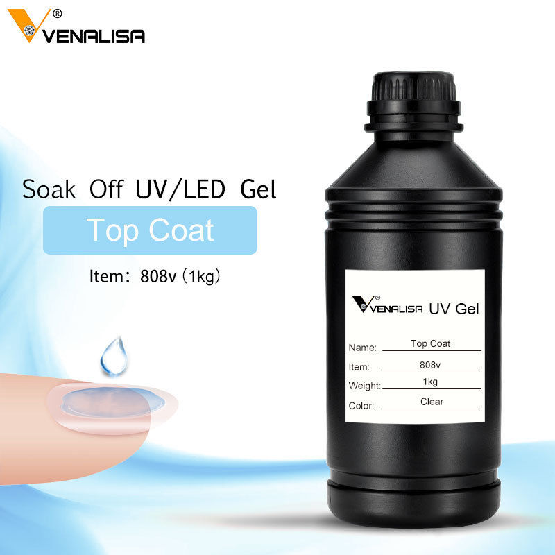 VENALISA UV GEL 1KG  Peel Off Base Coat No-Wipe Long Wear Tempered Top Coat Nail Gel Polish OEM Bulk 1000ml Nail Enamel Polish