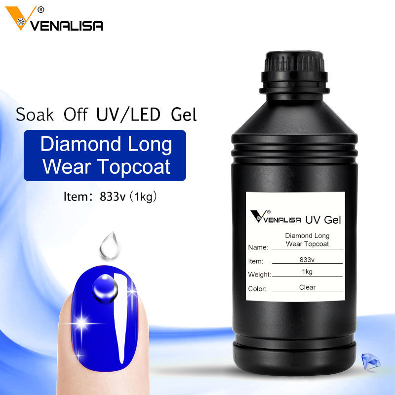 VENALISA UV GEL 1KG  Peel Off Base Coat No-Wipe Long Wear Tempered Top Coat Nail Gel Polish OEM Bulk 1000ml Nail Enamel Polish