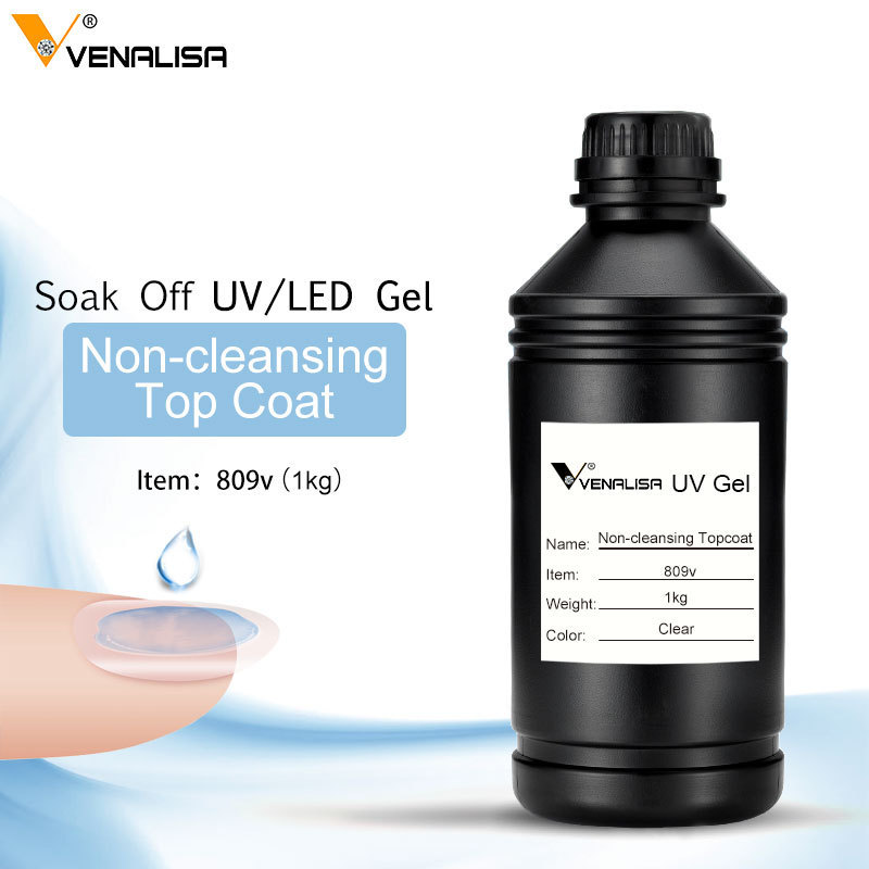 VENALISA UV GEL 1KG  Peel Off Base Coat No-Wipe Long Wear Tempered Top Coat Nail Gel Polish OEM Bulk 1000ml Nail Enamel Polish