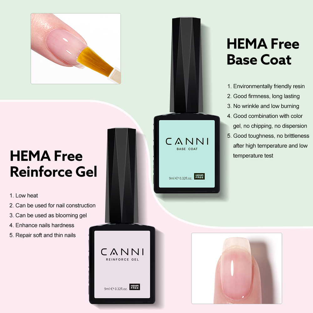 2023 New Original CANNI factory 9ml hema free basecoat high glossy super shiny topcoat primer matte topcoat gel varnish