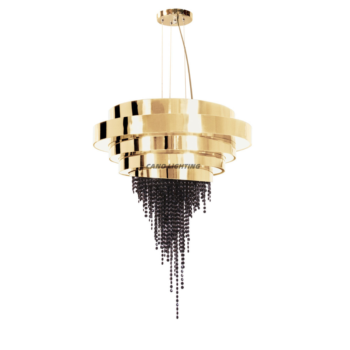 Modern golden dining smoke grey crystal chandelier elegant large luxury model room stairwell bedroom pendant light