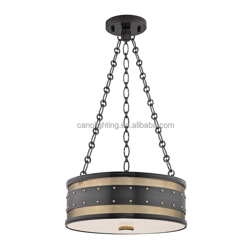 Modern Farmhouse gold and black Chandelier Adjustable Drum Pendant Light Fixture for Dining Room Living Room Bedroom