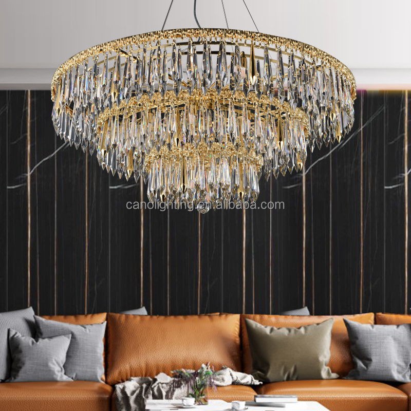 Creative Simple Elegant crystal Chandelier Project Fixtures Hanging Pendant Lighting Foyer Hotel brass Restaurant lamps