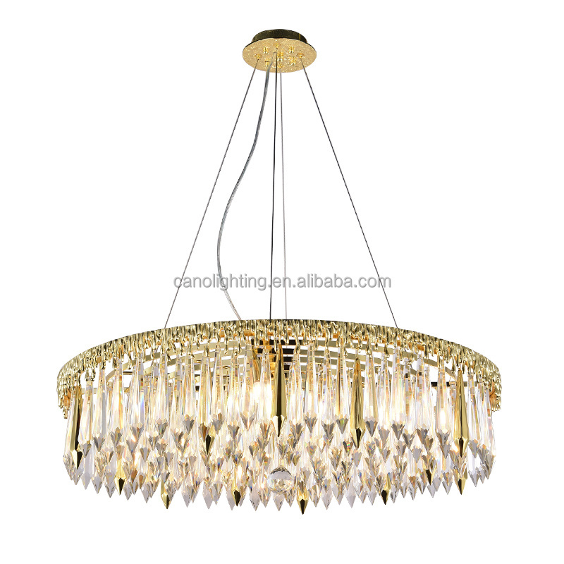 Creative Simple Elegant crystal Chandelier Project Fixtures Hanging Pendant Lighting Foyer Hotel brass Restaurant lamps