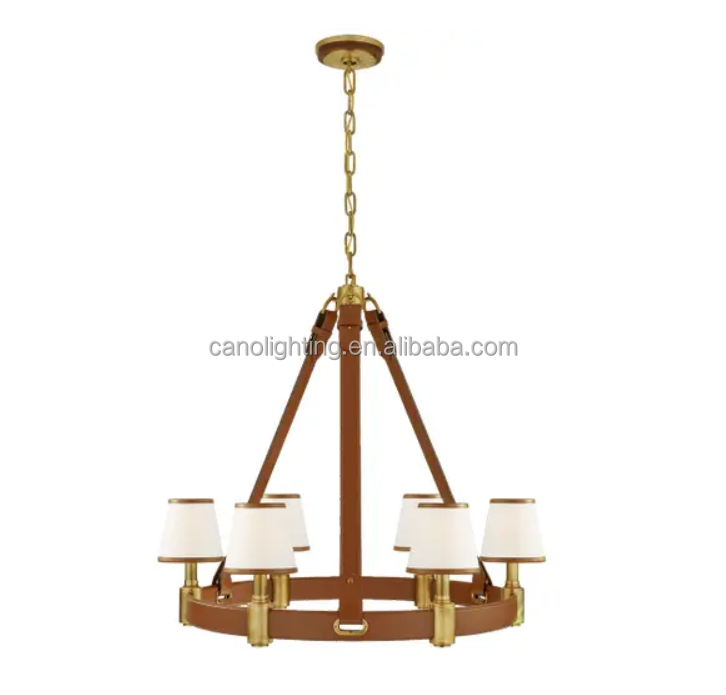 Industrial leather fabric chain chandelier fixture pendant light decoration home  Riley Medium Ring Chandelier