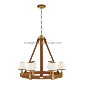 Industrial leather fabric chain chandelier fixture pendant light decoration home  Riley Medium Ring Chandelier