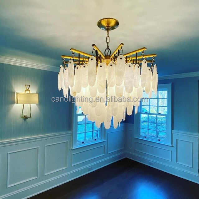 Foyer Entryway High Ceiling Modern Alabaster Waterfall Chandelier Lighting Staircase Large Light Fixtures for Living Room Decor