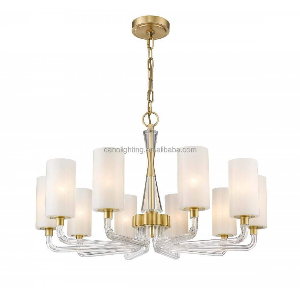 Modern Dining Room Brass Gold Glass Ceiling Chandelier Modern Decorative American Rectangular Lighting Fixture