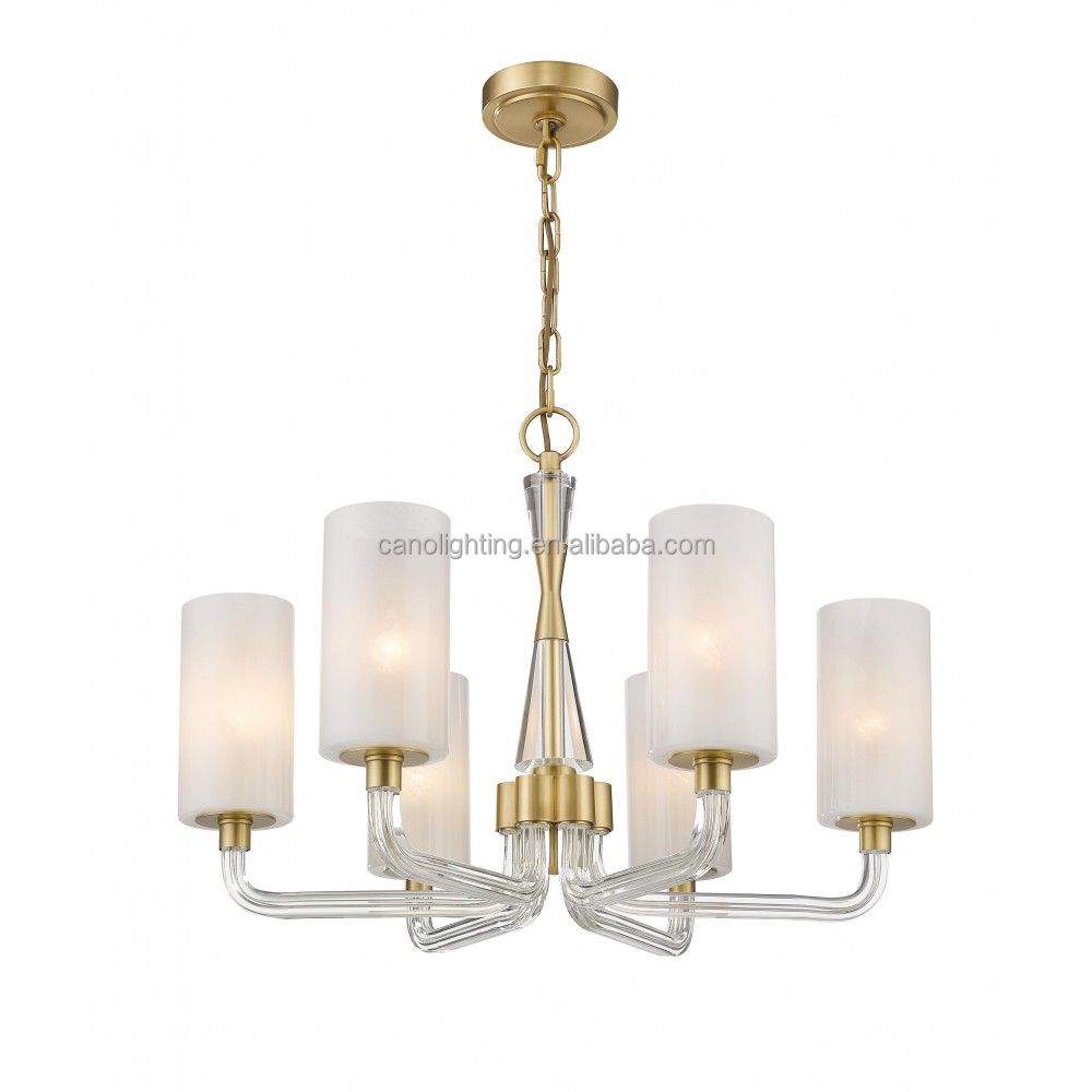 Modern Dining Room Brass Gold Glass Ceiling Chandelier Modern Decorative American Rectangular Lighting Fixture