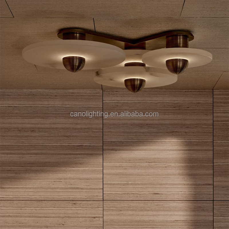 Zhongshan guzhen stone alabaster bathroom ceiling led light flush mount marble chandelier for bedroom