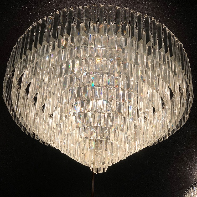 New Design Living room fancy crystal round gold lamparas de, room big luxury ceiling light