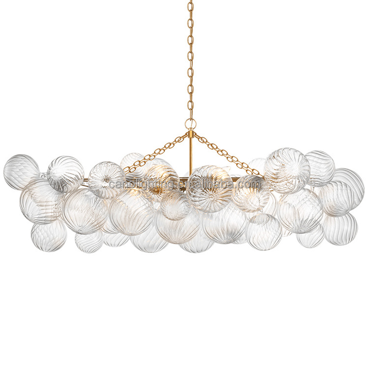 Modern Restaurant Talia Rectangular Chandeliers Glass Ball Bubble Hanging Light Bar Dining Room Fixtures