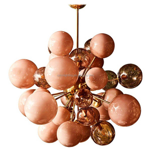 Italian modern luxury romantic decorative glass led chandelier Pink Sputnik Chandelier for livingroom bedroom