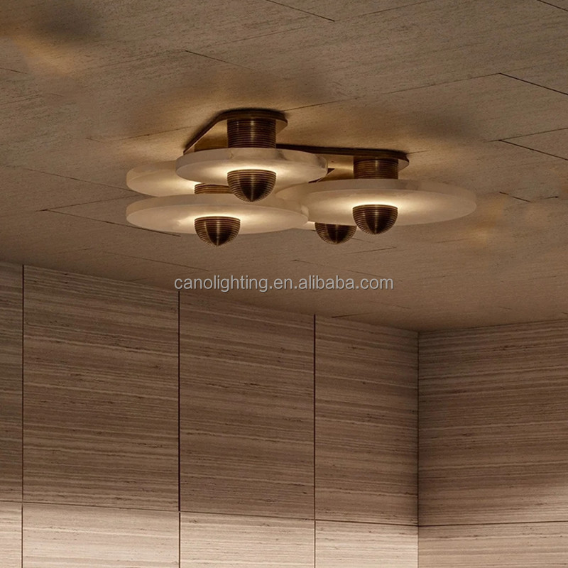 Zhongshan guzhen stone alabaster bathroom ceiling led light flush mount marble chandelier for bedroom