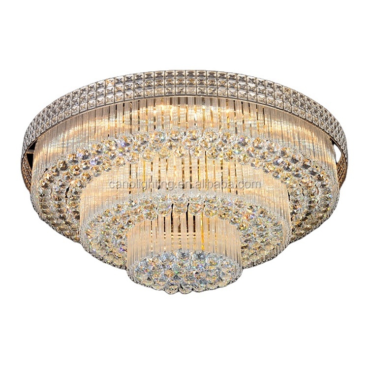 Sitting room indoor decorative golden chrome  modern crystal ceiling led lighting