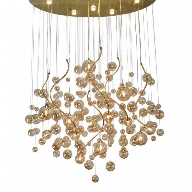 Nordic Modern Gold Luxury Brass Glass Palmyre Bubble Chandelier for Living Room Bedroom Hotel Restaurant