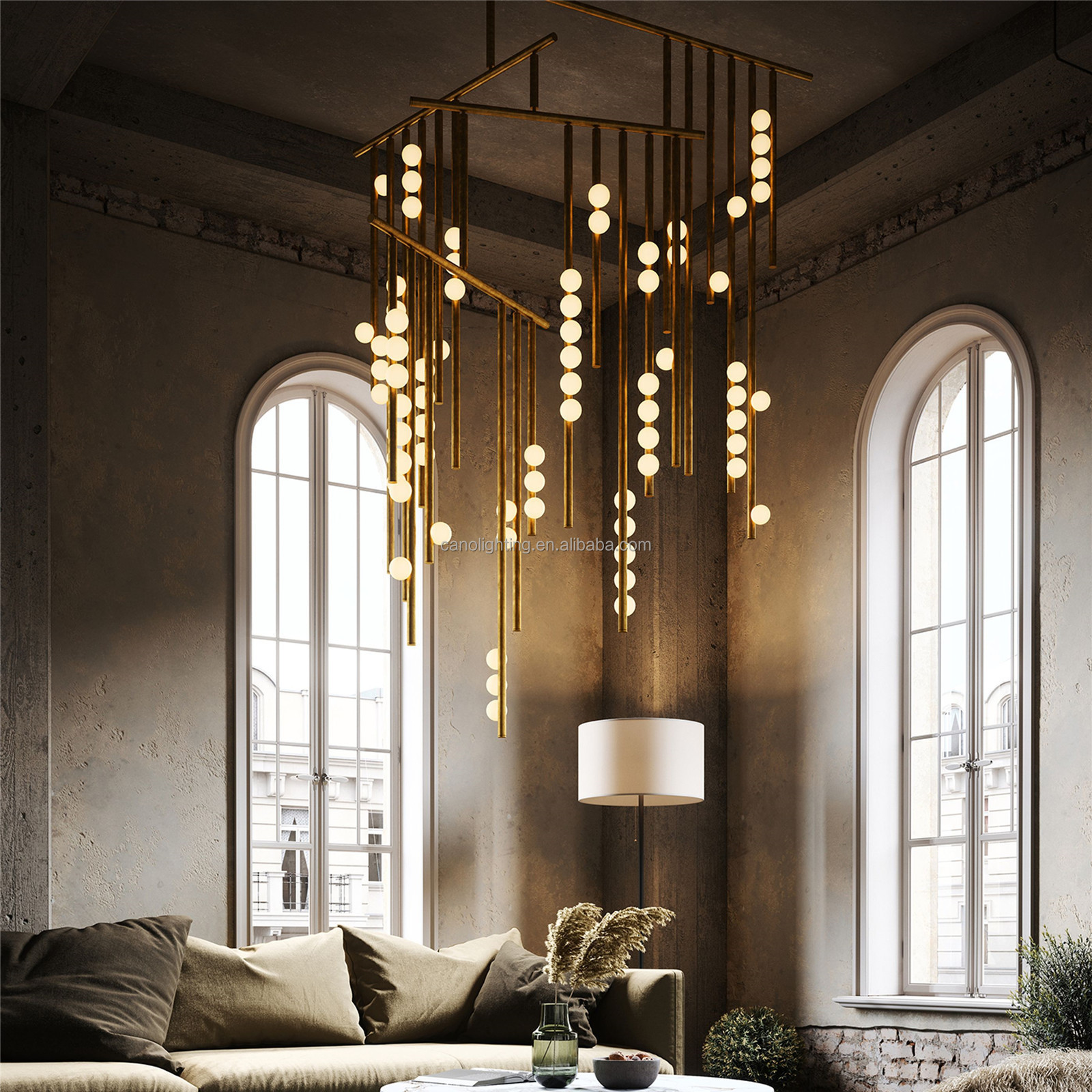 Multi Tiered Big Bright Light Fixture Modern Big Luxury High Ceiling Chandelier for Living Room Duplex Staircase Entryway