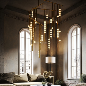 Multi Tiered Big Bright Light Fixture Modern Big Luxury High Ceiling Chandelier for Living Room Duplex Staircase Entryway