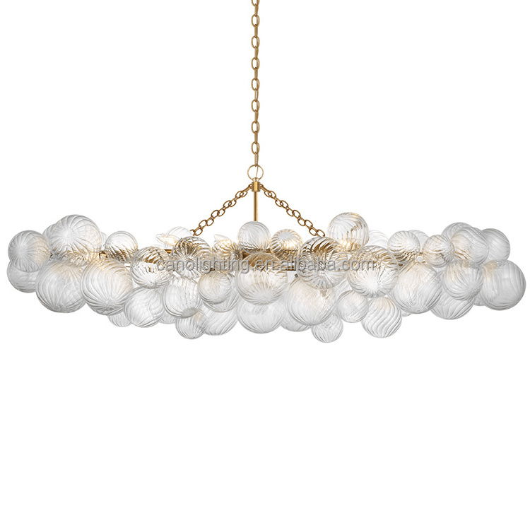 Modern Restaurant Talia Rectangular Chandeliers Glass Ball Bubble Hanging Light Bar Dining Room Fixtures