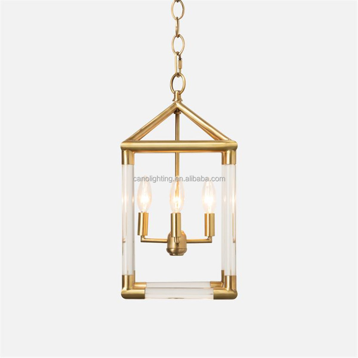 Gold Dining Room Modern Rectangle Acrylic Chandelier Over Table 5 Lights Rectangular Pendant Light for Kitchen Island