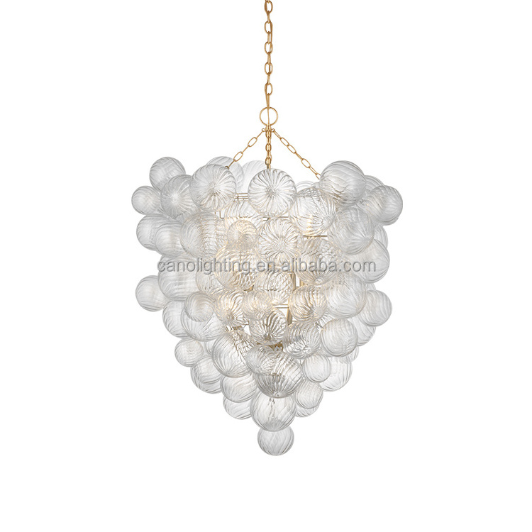 Modern Restaurant Talia Rectangular Chandeliers Glass Ball Bubble Hanging Light Bar Dining Room Fixtures