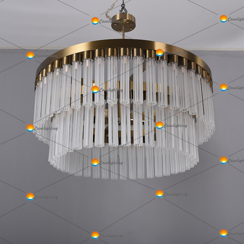 Customized Iron Modern Home Decorative Chandelier Luxury Indoor Round Crystal Lampshade Pendant Chandeliers Light