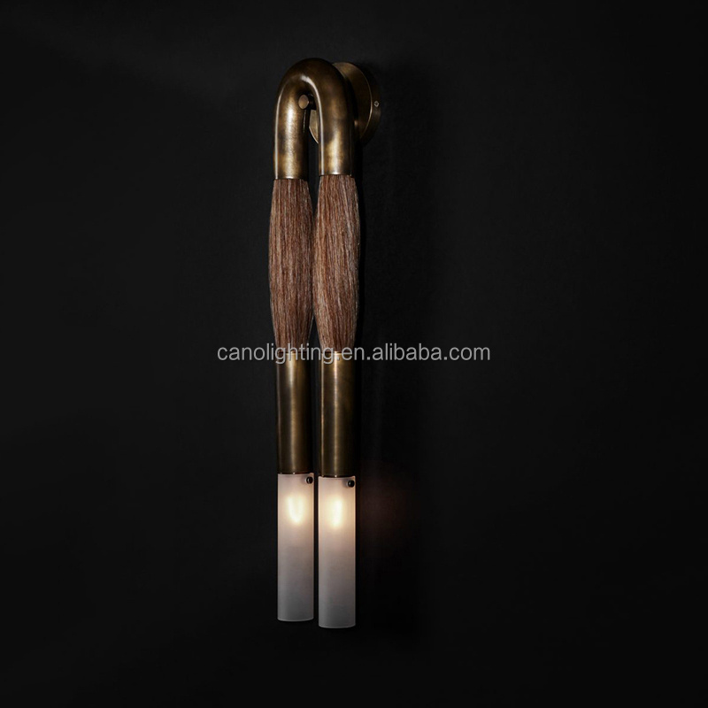 Post-modern horsehair wall sconce designer simple hotel bedroom bedside corridor background wall light