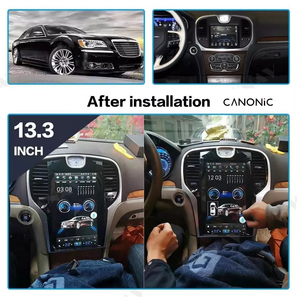 Canonic 13.3 Inch Android 11 Tesla Style Vertical Touch Screen Car Gps Navigation For Chrysler 300C 2013-2019 Car Radio