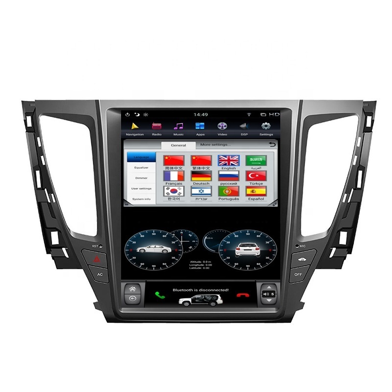 12.1'' Car Media Player Android 9.0 Tesla Style PX6 Car Radio Stereo Audio For Mitsubishi Pajero L200 Sport 2016-2018