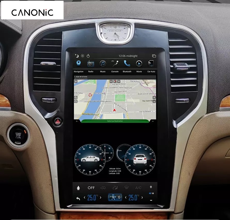 Canonic 13.3 Inch Android 11 Tesla Style Vertical Touch Screen Car Gps Navigation For Chrysler 300C 2013-2019 Car Radio