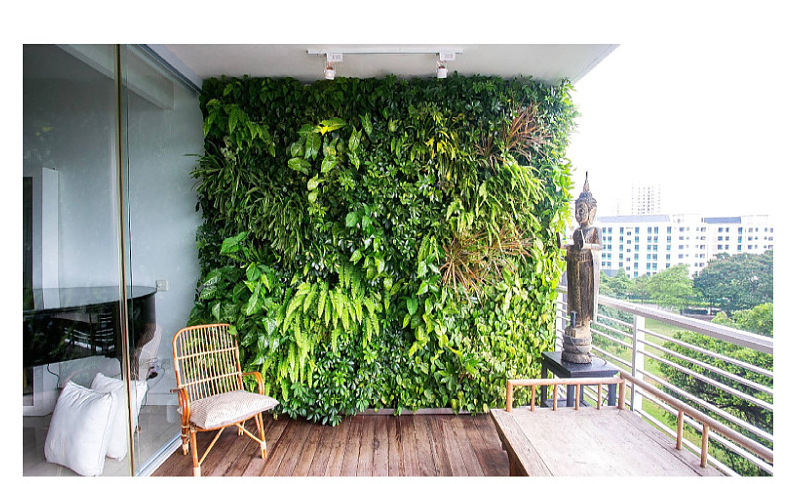 Indoor Outdoor plastic faux hedge fence green leaf artificial art grass wall green wall panel backdrop