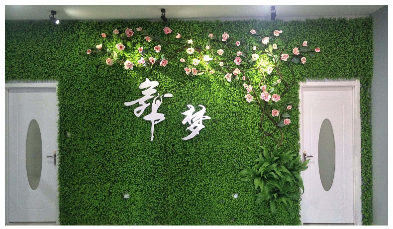 UV Protective Indoor Outdoor plastic fake grass peony fence green leaf artificial grass plant wall green wall panel