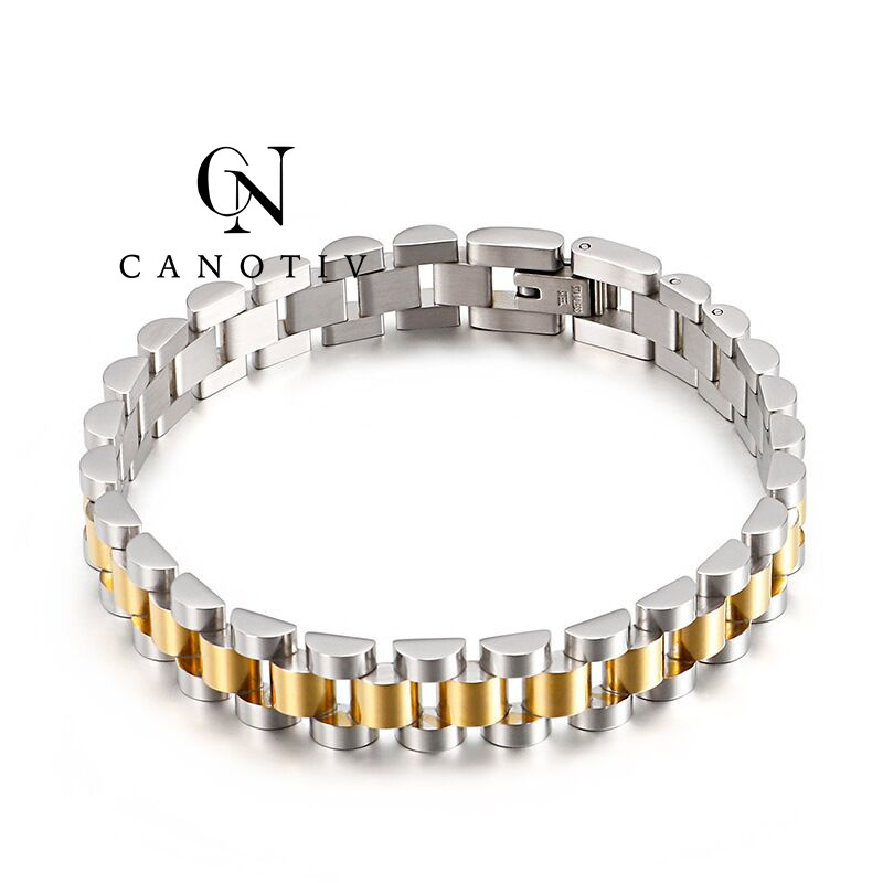 Men Fashion Luxury Brand  Stainless Steel Jewelry Bracelet Link Chain Heavy Gold Titanium Steel Bracelets