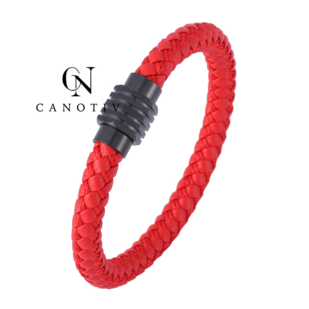 Handmade Rope Braided Real Fashion Leather Men Bracelets Accessory For Stainless Steel Black Clasps