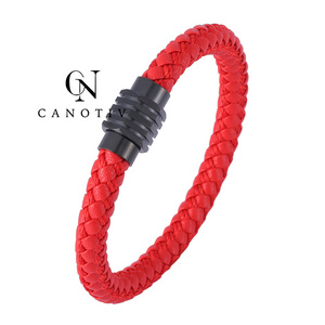 Handmade Rope Braided Real Fashion Leather Men Bracelets Accessory For Stainless Steel Black Clasps