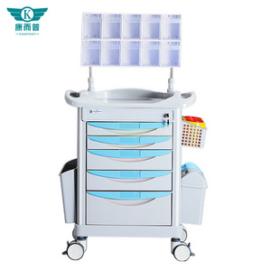 Hospital Used Furniture Supplies Equipment 5 Drawers ABS  Anesthesia  Cart Medical Rolling Carts