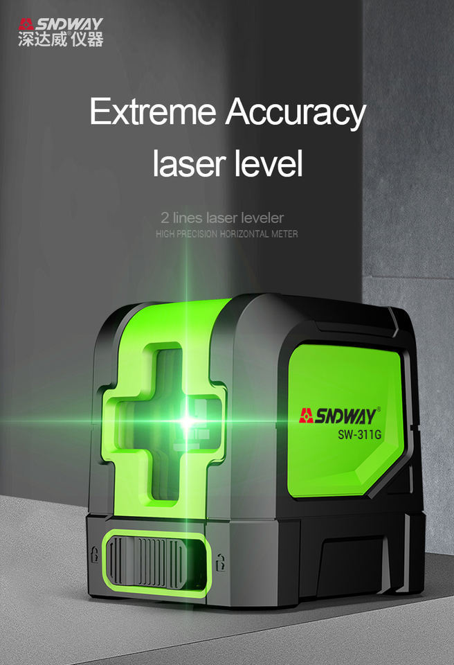 SNDWAY Mini 2 Cross Lines nivel Laser Green Beam Self-Leveling Laser Level For Tool Box Set