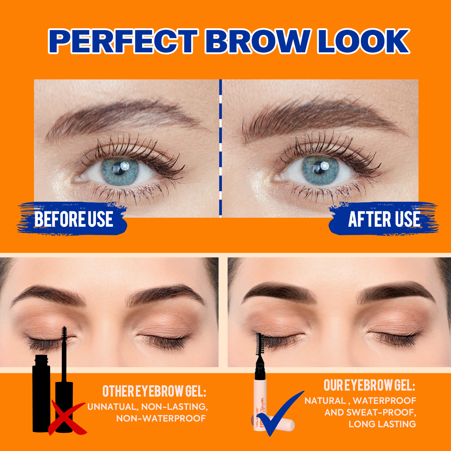 Brow Gel Glue Extreme Hold Transparent Eyebrow Gel Instant Brow Styling Waterproof Eyebrows Glue